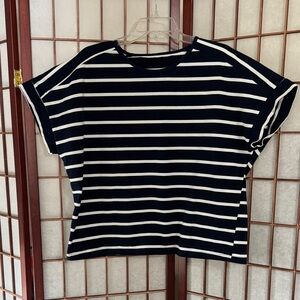Classic Navy Striped Women's Tee PTP 24 inches